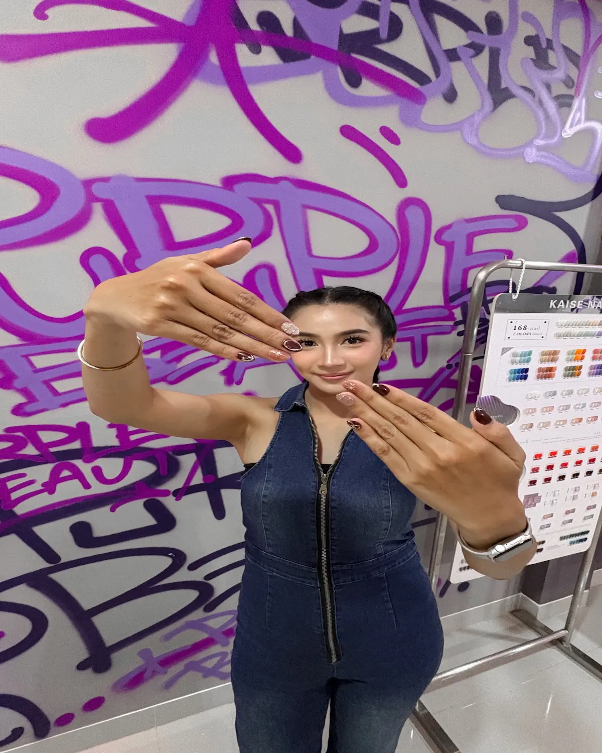 Hasil nail art Purple Beauté