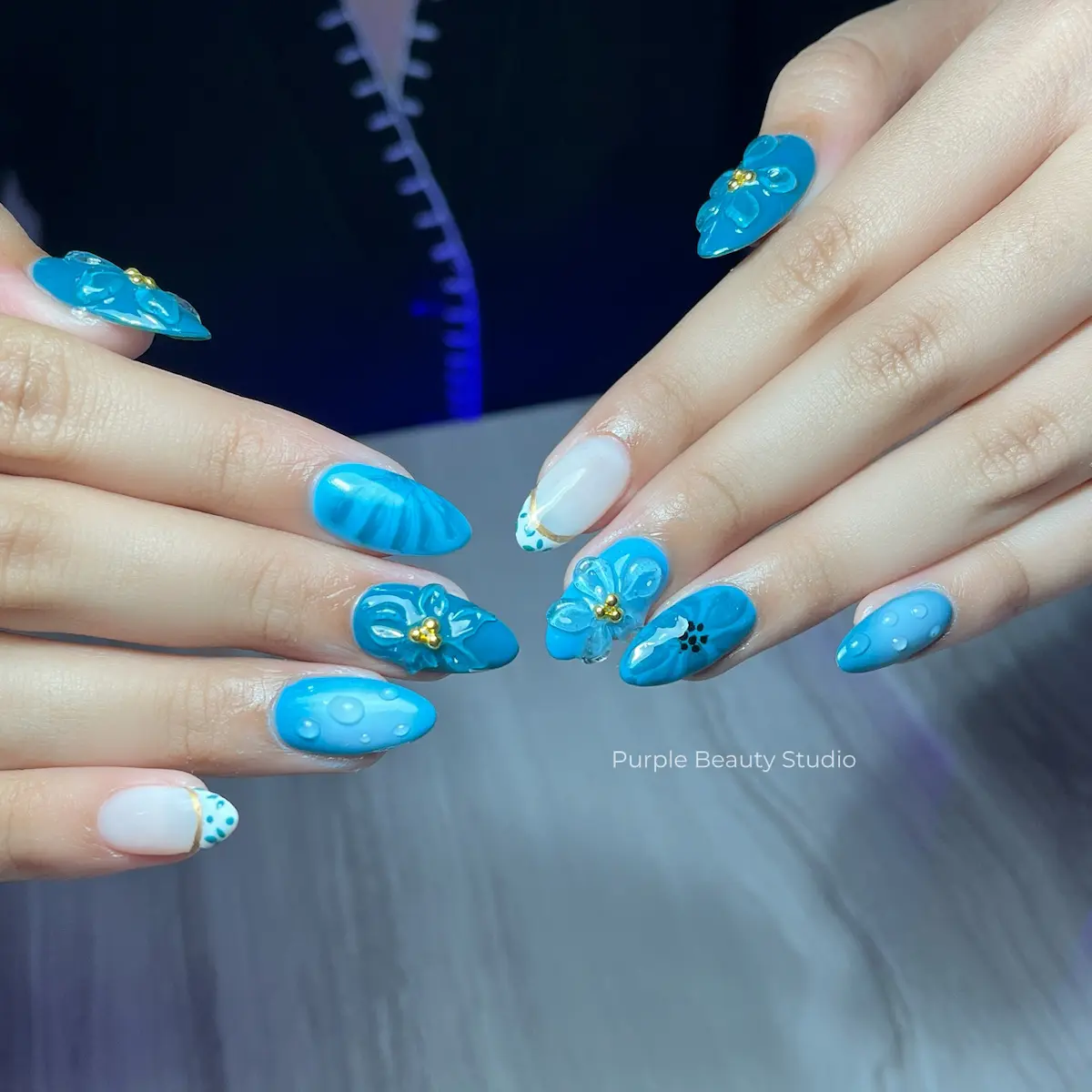 Hasil nail art Purple Beauté