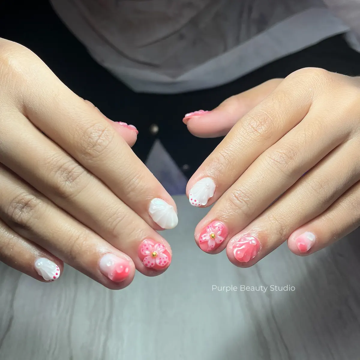 Hasil nail art Purple Beauté