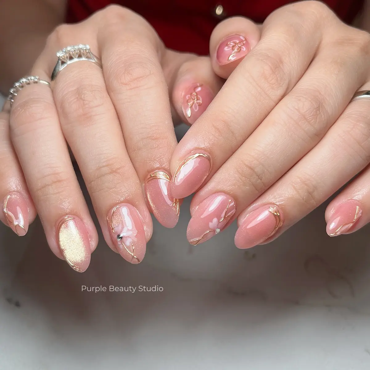 Hasil nail art Purple Beauté