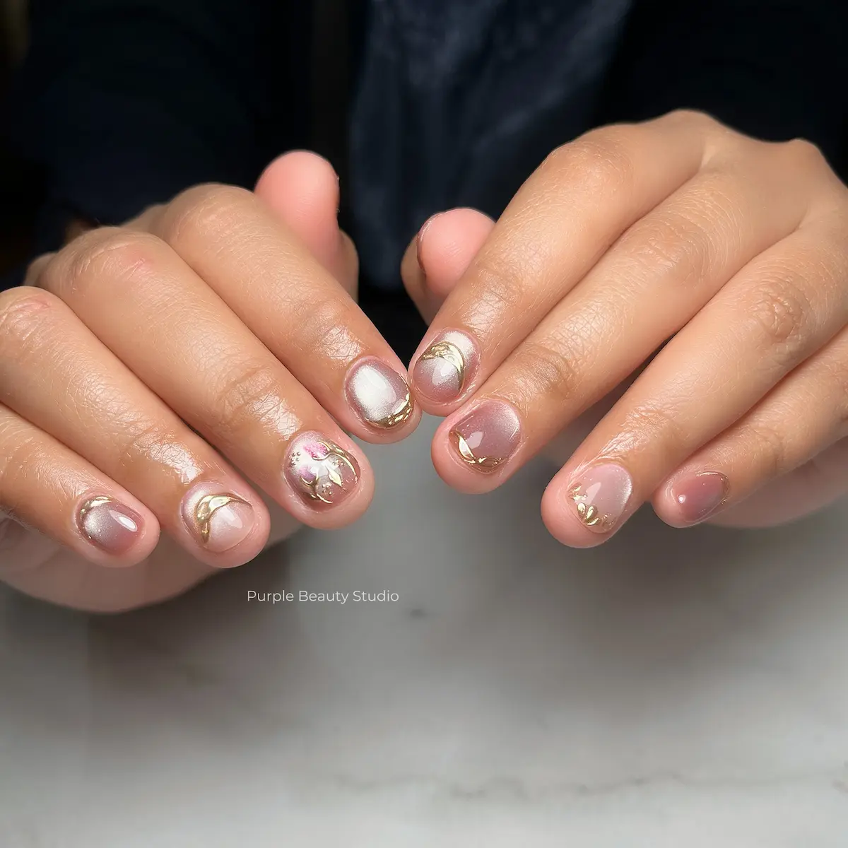Hasil nail art Purple Beauté